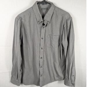 Eddie Bauer L Gray Button Down Shirt Mens Long Sleeve Classic Fit 100% Cotton